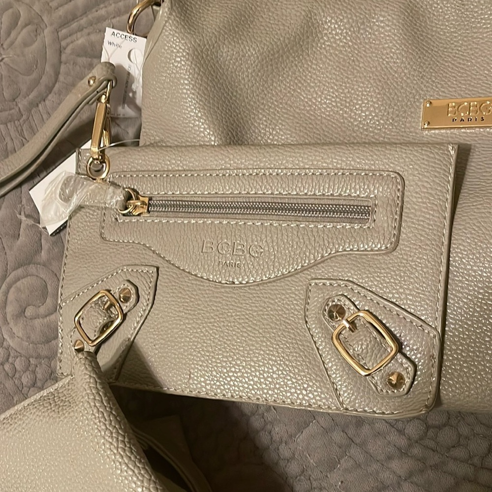 BCBG Beige Vegan Leather Tote Bag - Picture 15 of 15
